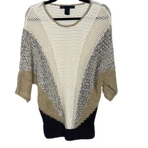Marc by Marc Jacobs S Colorblock Vintage Crochet Knit Earth Tone Sweater Cream